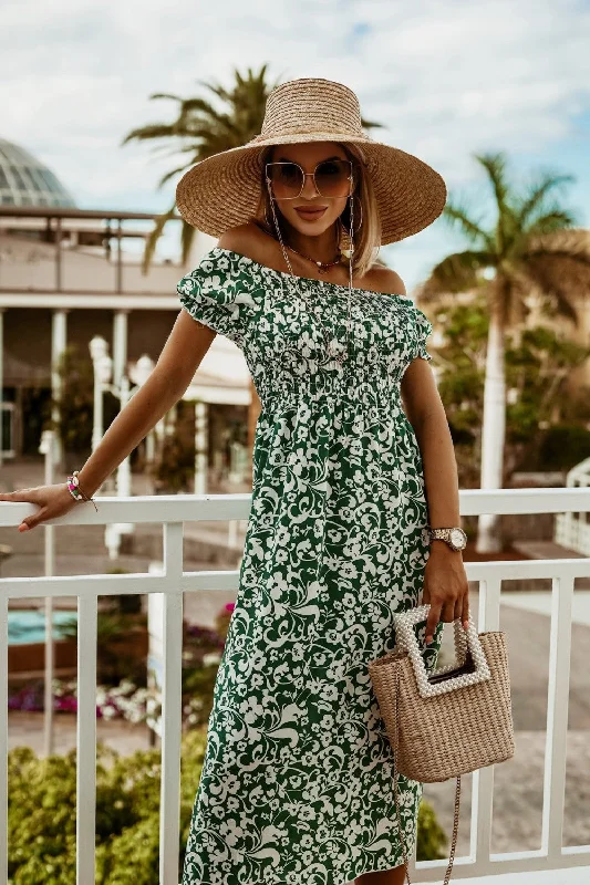 Summer Off Shoulder Boho Print Dress Tunics Party sparkling