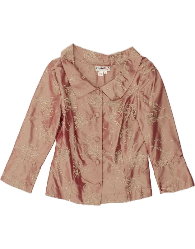 VINTAGE Womens 5 Button Blazer Jacket UK 8 Small Brown Chenille Fabric Brocade Fabric Lace Fabric