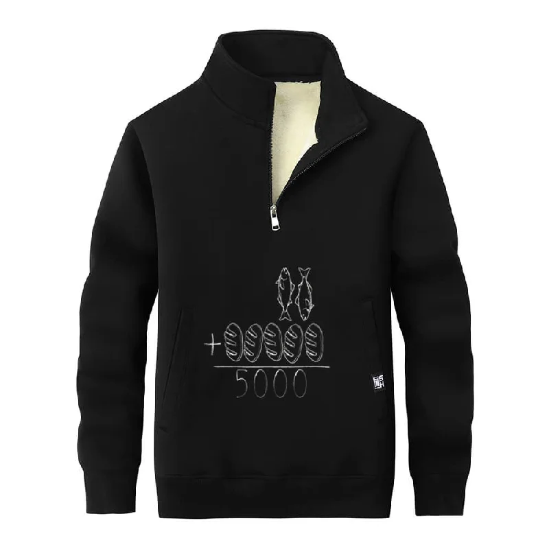 Fish Plus Bread Stand Collar Zip Fleece Sherpa Sweatshirt Hoodie with Snap Buttons Easy Quick