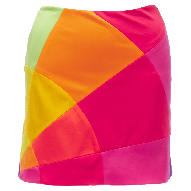 Moschino Cheap Chic rainbow colorblock patchwork mini skirt lace skirt elegant
