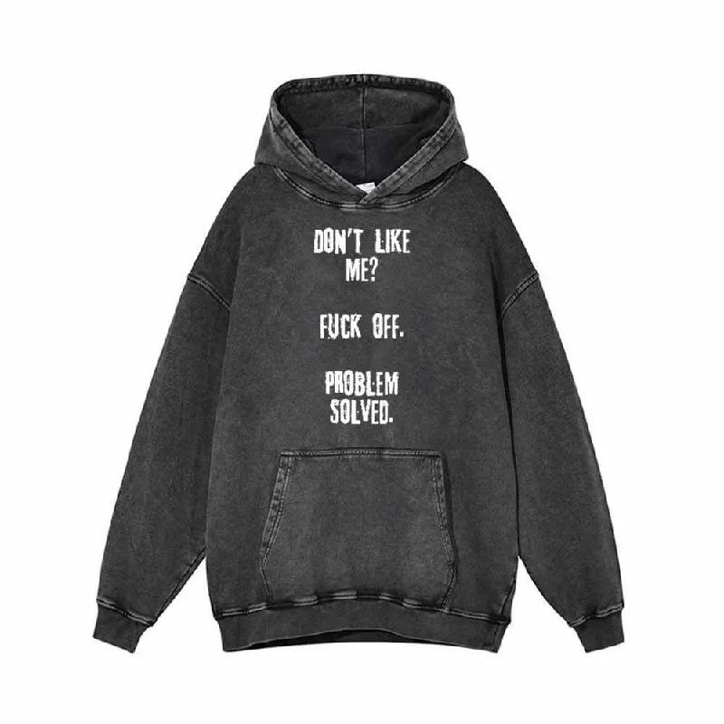 Don’t Like Me Vintage Washed Hoodie Hoodie with Velcro Closure Adjustable Secure