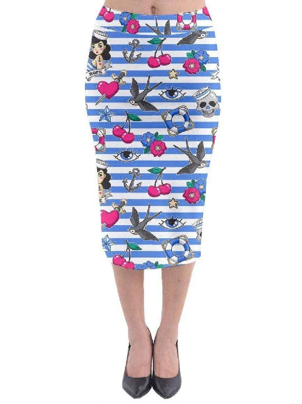 SAILOR GAL Stretch Wiggle Skirt relaxed fit skirt