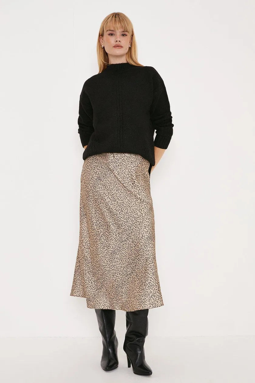 Tall Animal Print Satin Bias Skirt Gold corduroy skirt comfortable