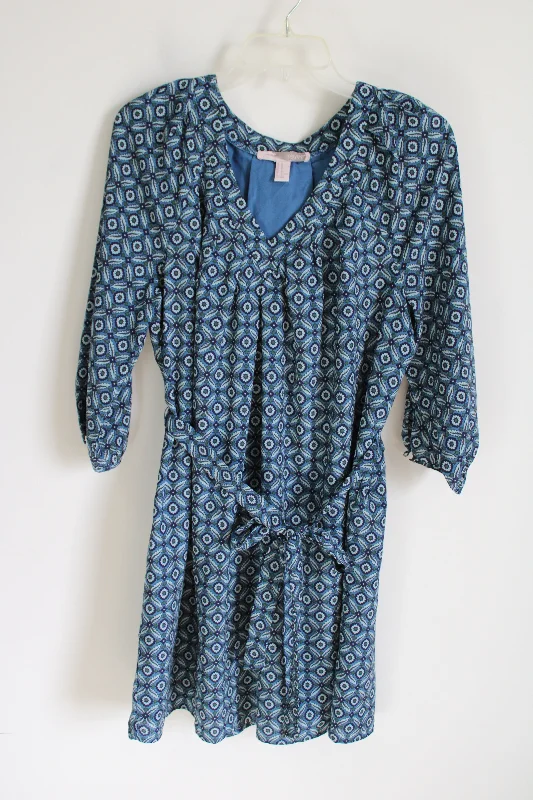 Forever 21 Blue Patterned Chiffon Dress | M Floral Print girly