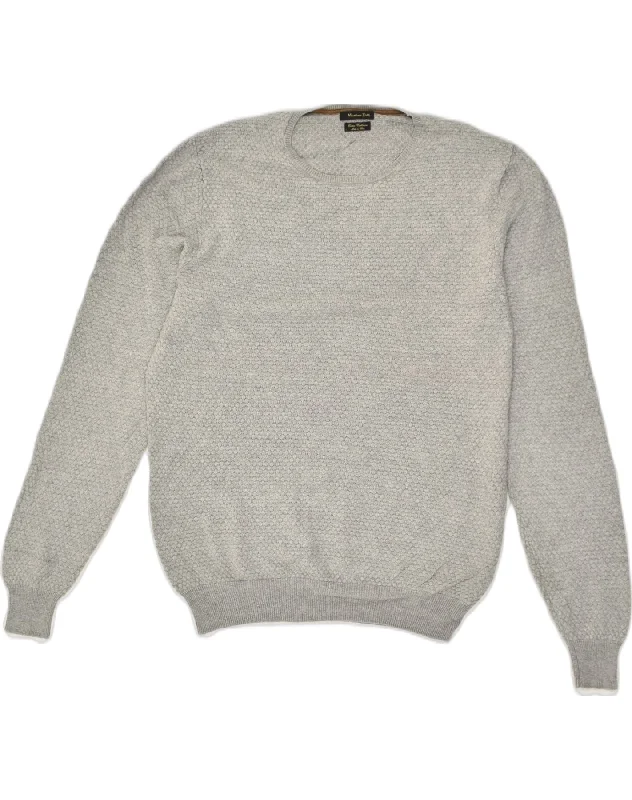 MASSIMO DUTTI Womens Crew Neck Jumper Sweater UK 16 Large Grey Cotton Wool Sweater Cotton Sweater Cashmere Sweater