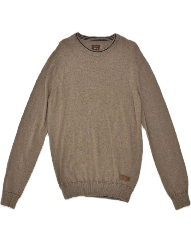 MARLBORO CLASSICS Womens Crew Neck Jumper Sweater UK 18 XL Brown Modern Contemporary Chic