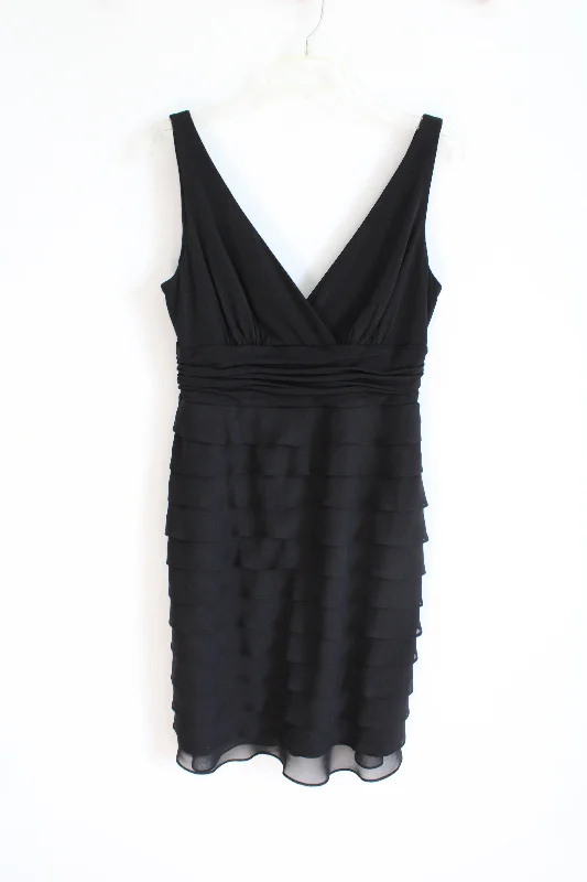 S.L. Fashions Black Ruffle Fitted Dress | 12 Tunics Wedding white