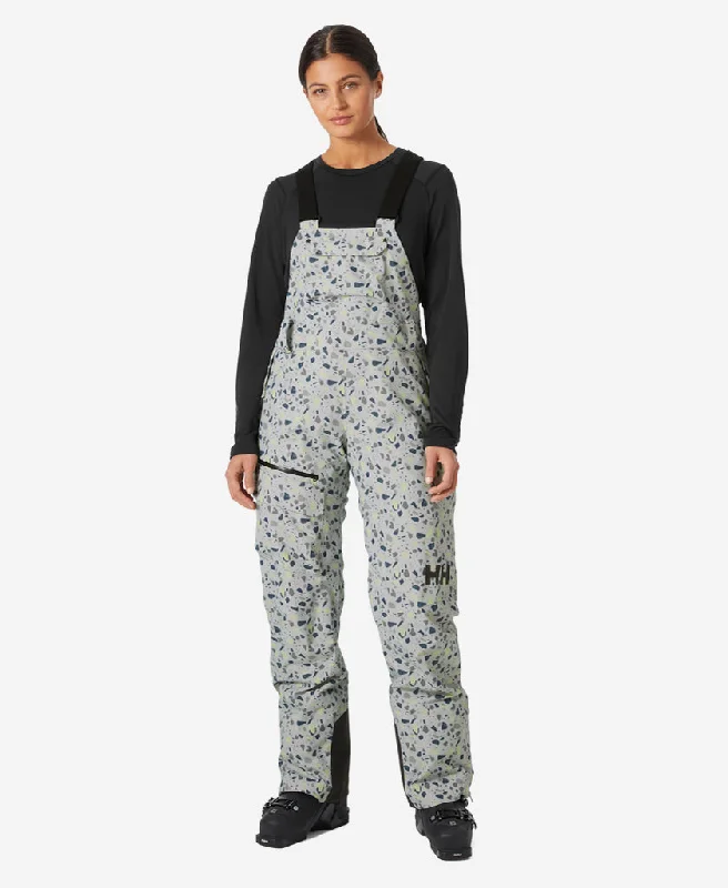 W POWDERQUEEN BIB PANT, Mellow Grey Formal Wide-Leg Pants