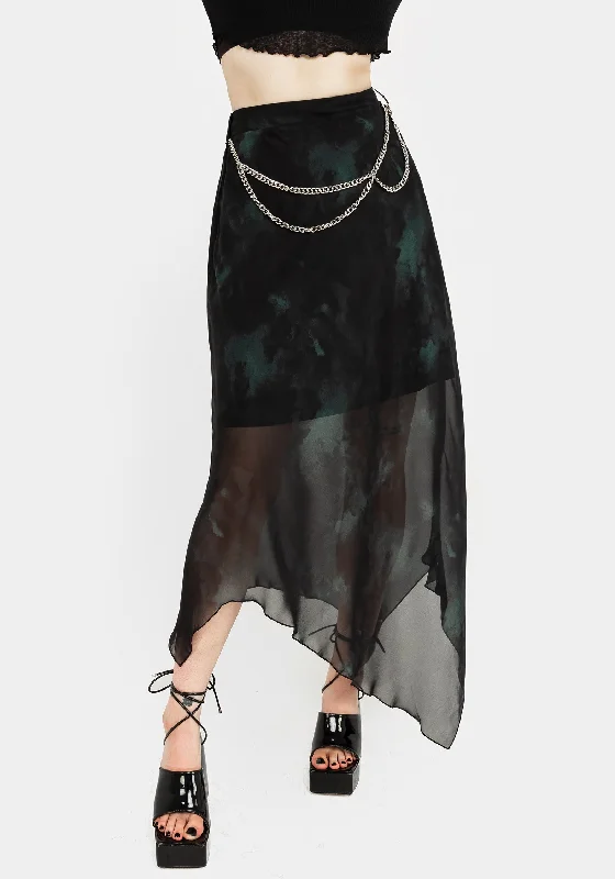 Lichen Chiffon Midaxi Skirt With Belt flowy skirt hem