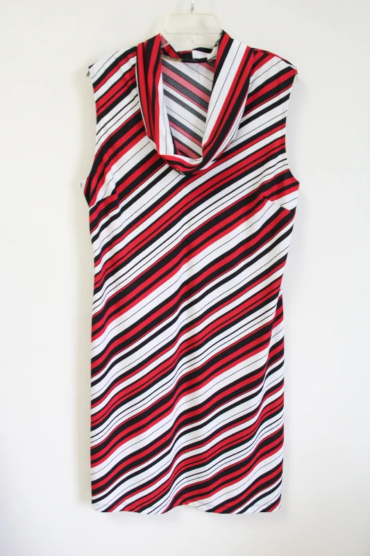 New York & Co. Red White Black Striped Dress | XL Tunics Short Trendy