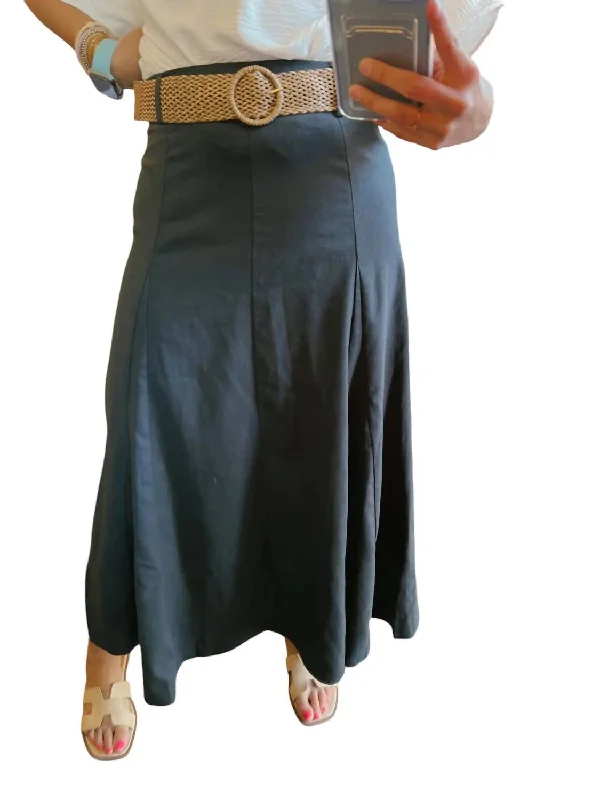 Belted Maxi Skirt In Navy asymmetrical skirt cut