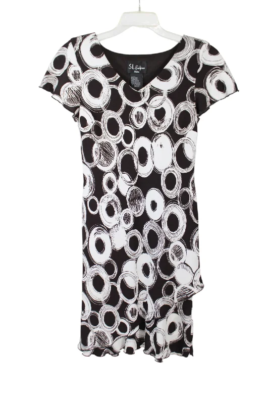 S.L. Fashions Brown Dotted Dress | 10 Petite Tunics Short Trendy