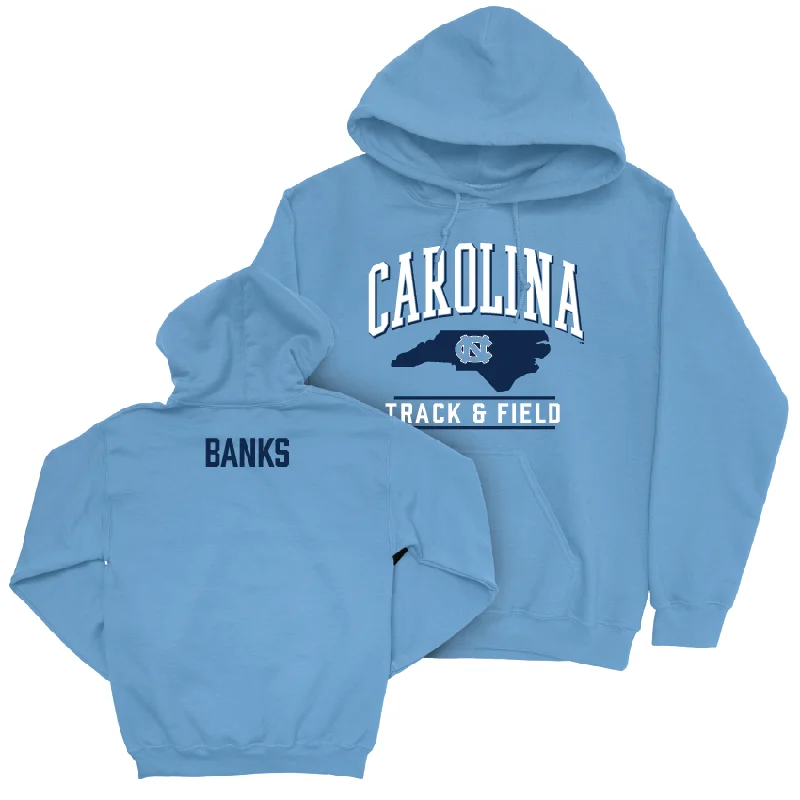 UNC Women's Track & Field Carolina Blue Arch Hoodie - Sydney Banks Hoodie with Pattern Geometric Abstract