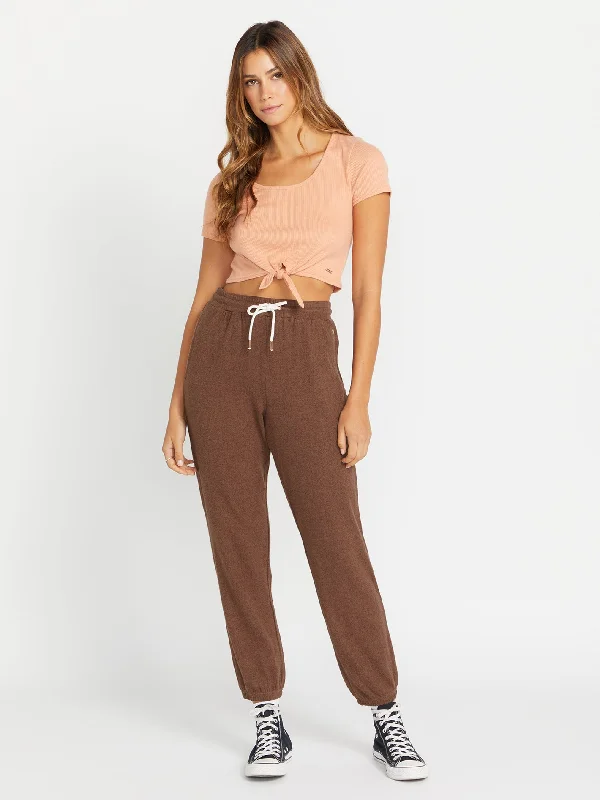Lived in Lounge Elastic Waist Fleece Pants - Chocolate Lightweight Linen Pants