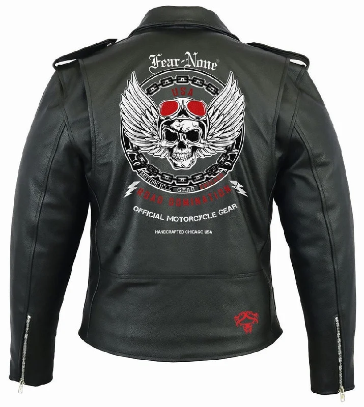 The Dominator  Rider Leather Highway Jacket Front Pockets Side Pockets Patch Pockets