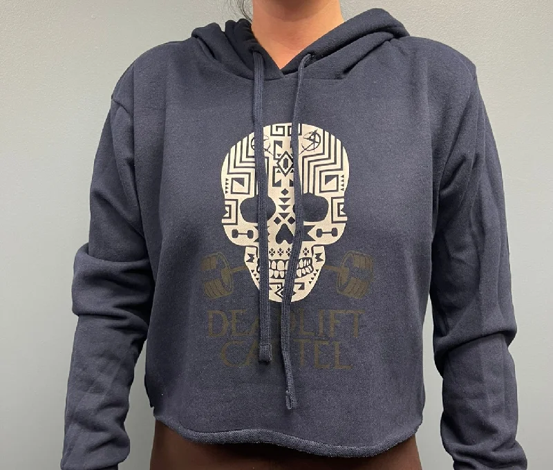 “Deadlift Cartel” Crop Hoodie Hoodie with High Neck Warm Protective
