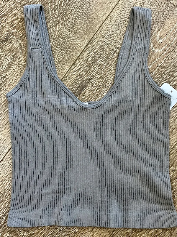Ribbed Cropped Tank Top in Pewter Grey - One Size lavender tank top
