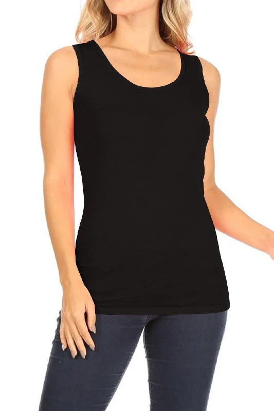 Women's Lightweight Casual Sleeveless Scoop Neck Solid Basic Camisole Tank Top navy tank top