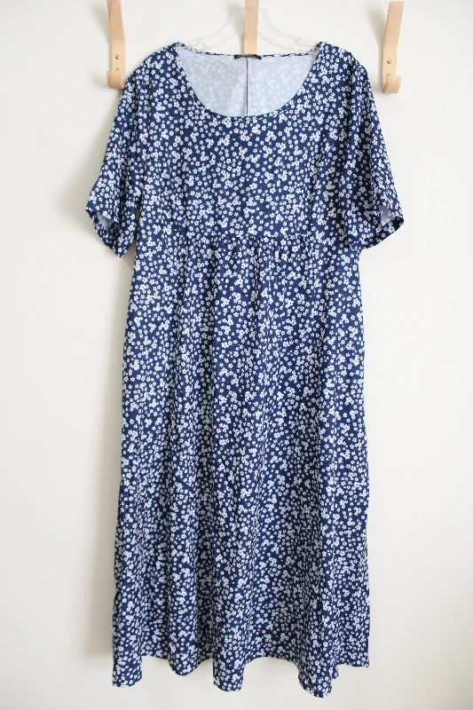 NEW JustFashionNow Blue Floral Dress | XL Turtleneck Neckline Stylish
