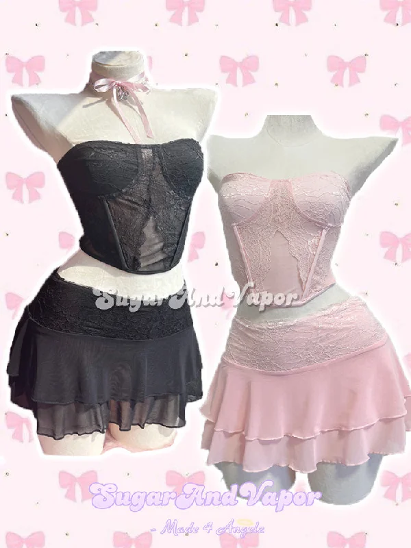 Celeste Lace Mesh Corset Dress Set Tunics Stylish elegant