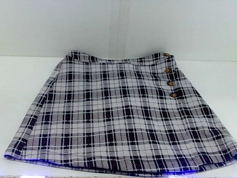 Plaid ALine Mini Skirt with Button Details Small silk skirt smooth