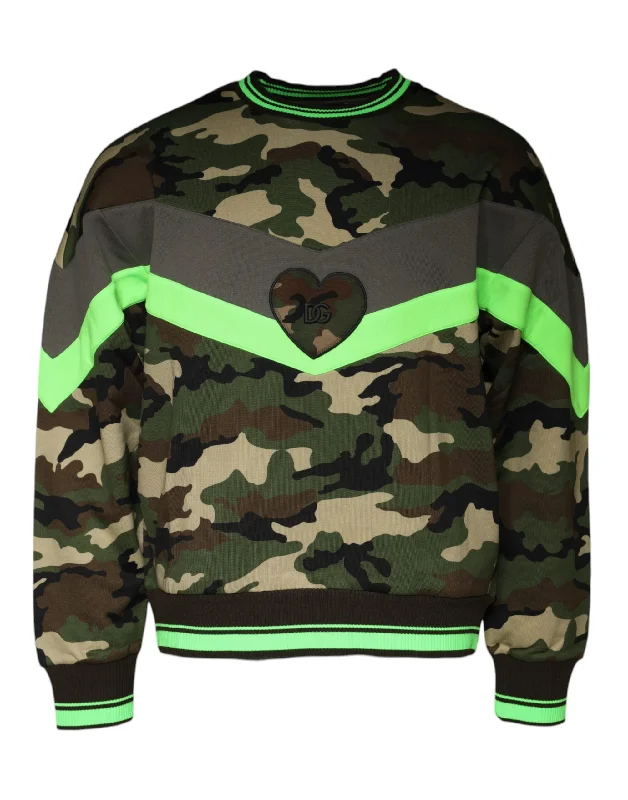Multicolor Camouflage Sweatshirt Sweater Solid Print Embellished