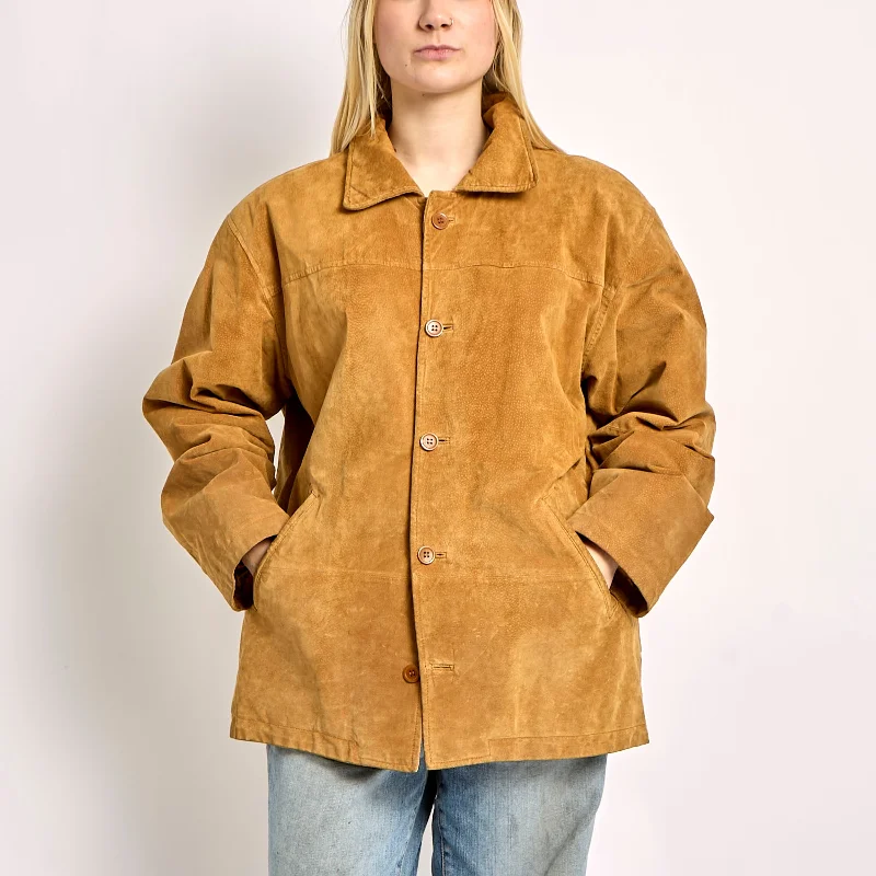 Padded Suede Long Jacket - L One-Shoulder Jacket Off-the-Shoulder Jacket Asymmetrical Jacket