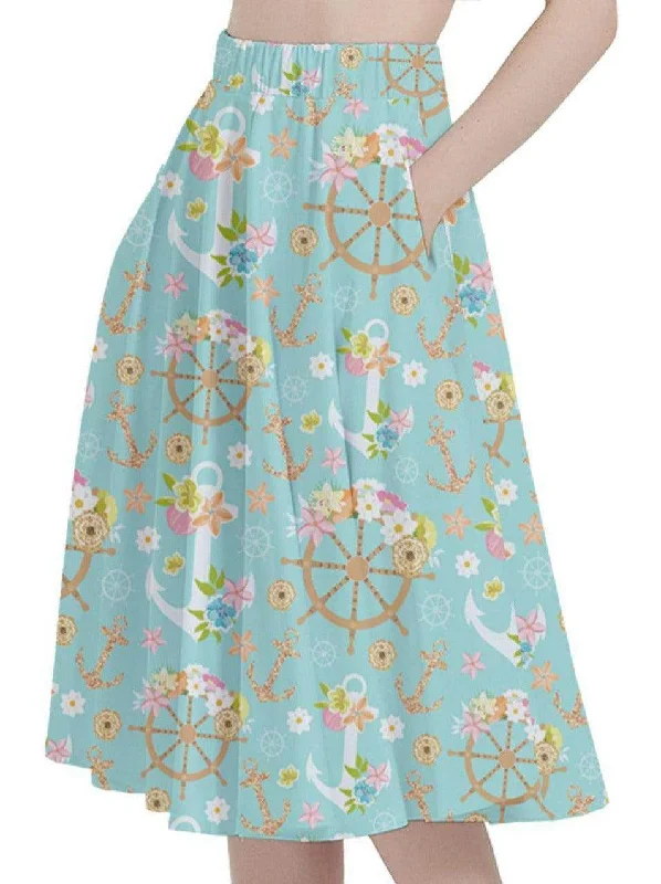 Anchors Aweigh Full Circle Skirt high slit skirt