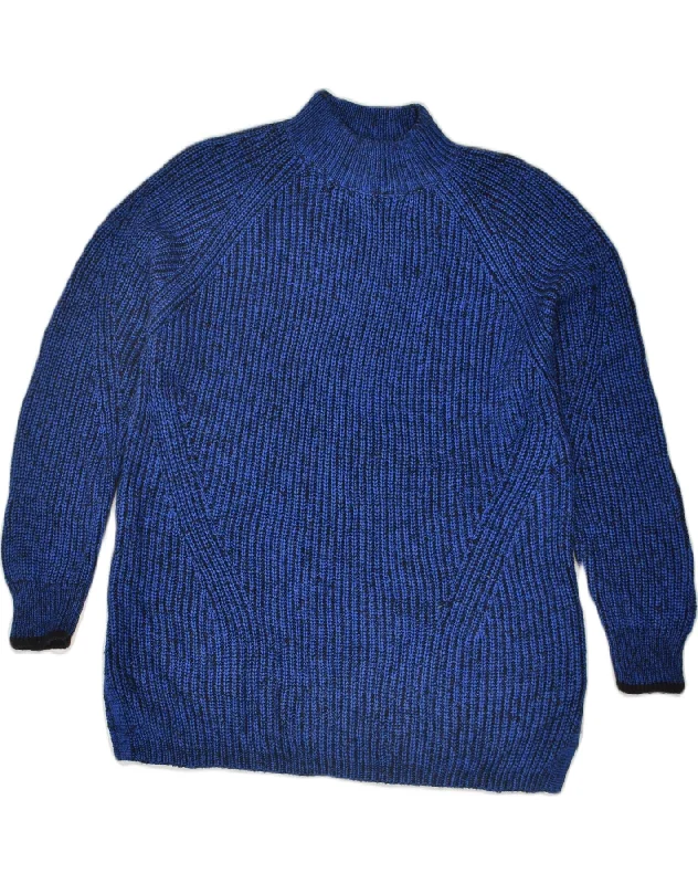 CALVIN KLEIN Womens Turtle Neck Jumper Sweater UK 18 XL Blue Bright Pastel Dark
