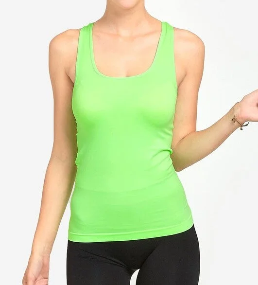 LADIES Nylon seamless RACERBACK TANK TOP neon tank top
