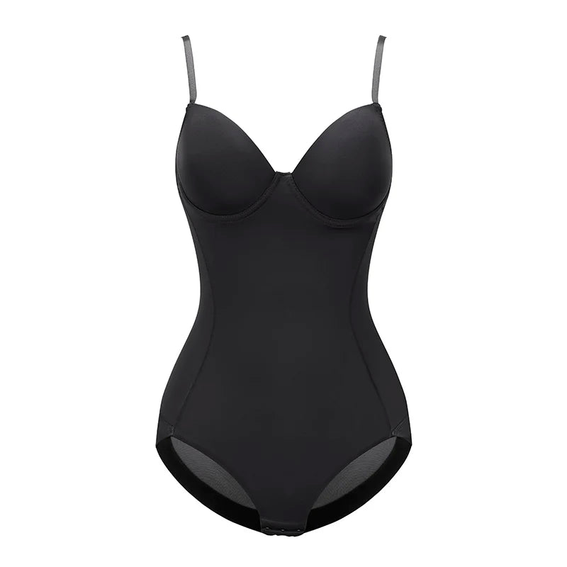 Sexy Lingerie Slim Silk Solid Shapewear for Women Smooth Soft Bodysuit Tummy Shaper Underwear Lingerie Black Nude Trendy Off-Shoulder Bodysuit