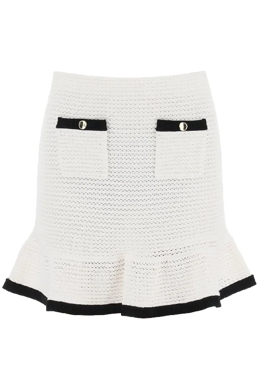 Self Portrait Women's Crochet Mini Skirt In chiffon skirt delicate