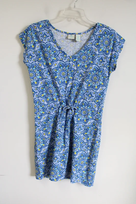 Caribbean Joe Blue & Yellow Patterned Dress | M Tunics Cozy comfortable