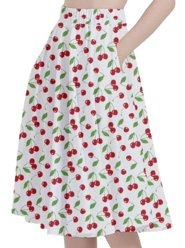 Cherry Bombshell Full Circle Skirt belted skirt waist