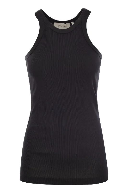 NASTIE - Silk-blend jersey tank top baby blue tank