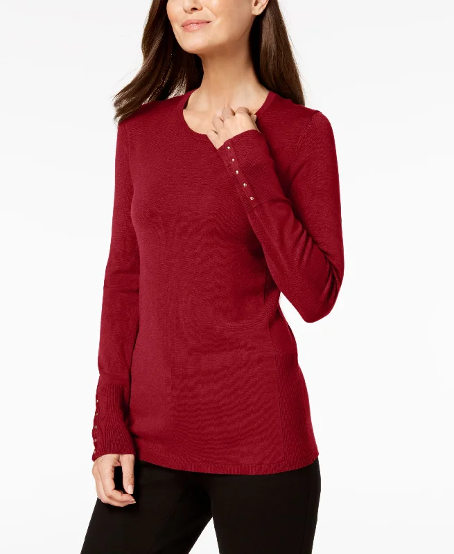 JM Collection Petite Embellished Cuff Sweater Elasticated Padded Insulated