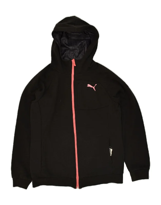 PUMA Womens Hooded Reversible Jacket UK 14 Large Black Colourblock Cotton Hooded Jacket Caped Jacket Shawl Collar Jacket