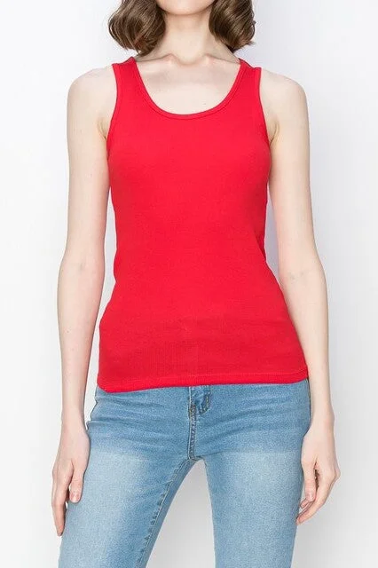 Scoop Neck Ribbed Tank Top beige tank top