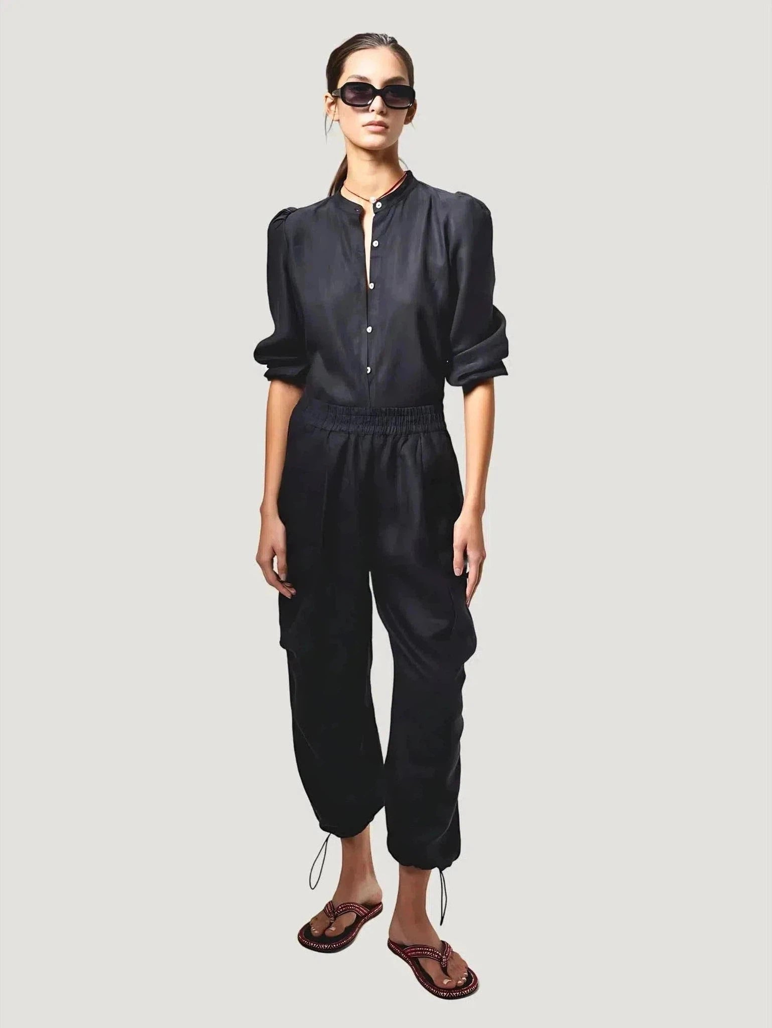 Lanhtropy Cargo Linen Pants Trendy High-Waist Trousers