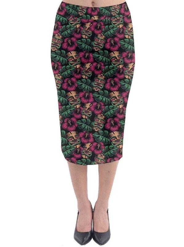 LEILANI TIKI Stretch Wiggle Skirt denim skirt classic