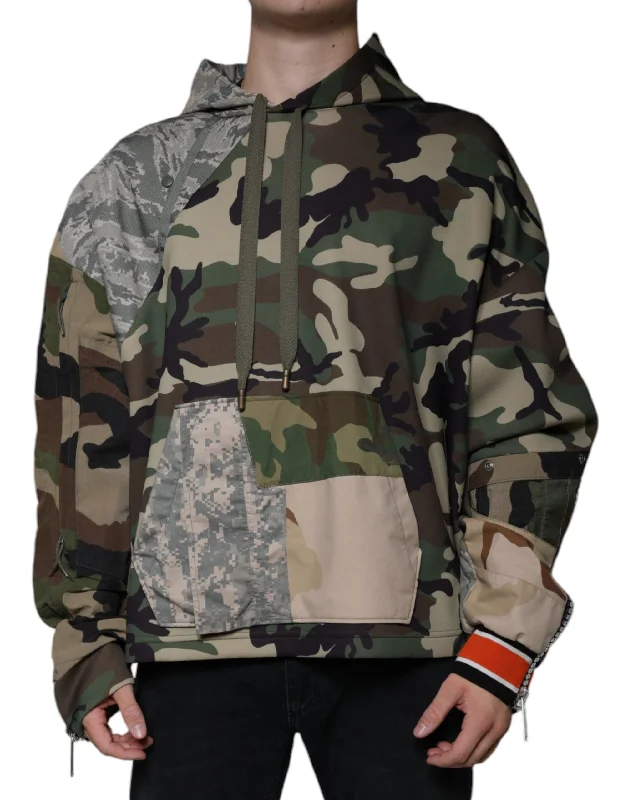 Multicolor Camouflage Hooded Sweatshirt Sweater Houndstooth Herringbone Solid