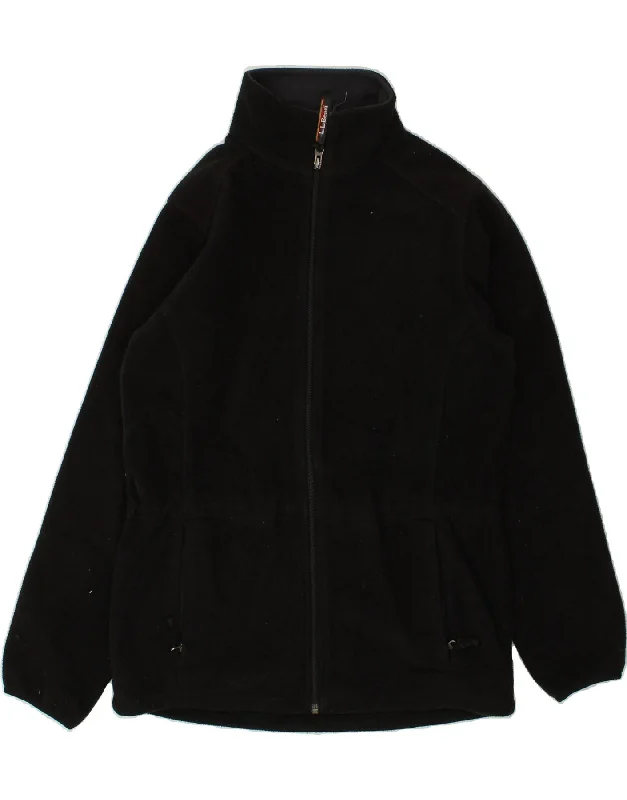 L.L.BEAN Womens Fleece Jacket UK 16 Large Black Stand-Up Collar Roll-Neck Collar Turtle Neck