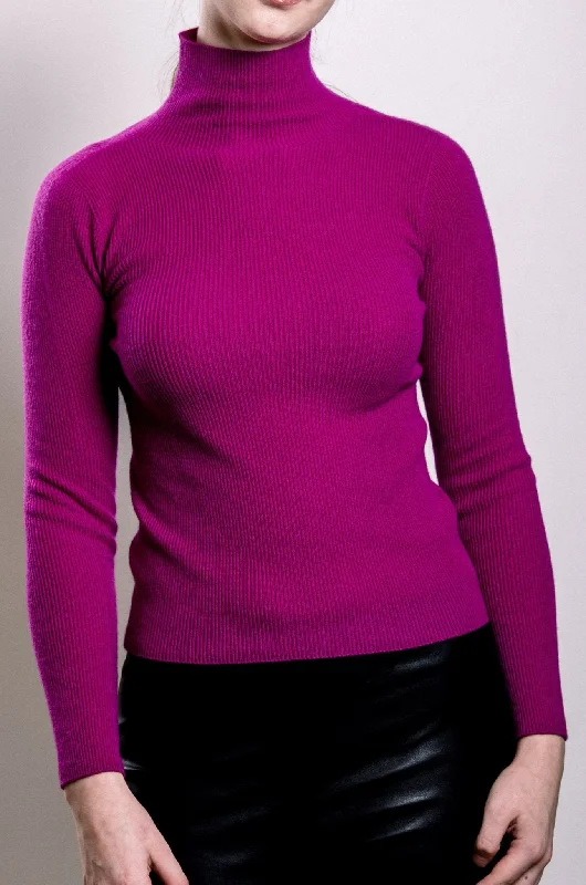 Cashmere Turtle Neck Sweater - Fuchsia Jersey Fabric Tulle Fabric Batik Fabric