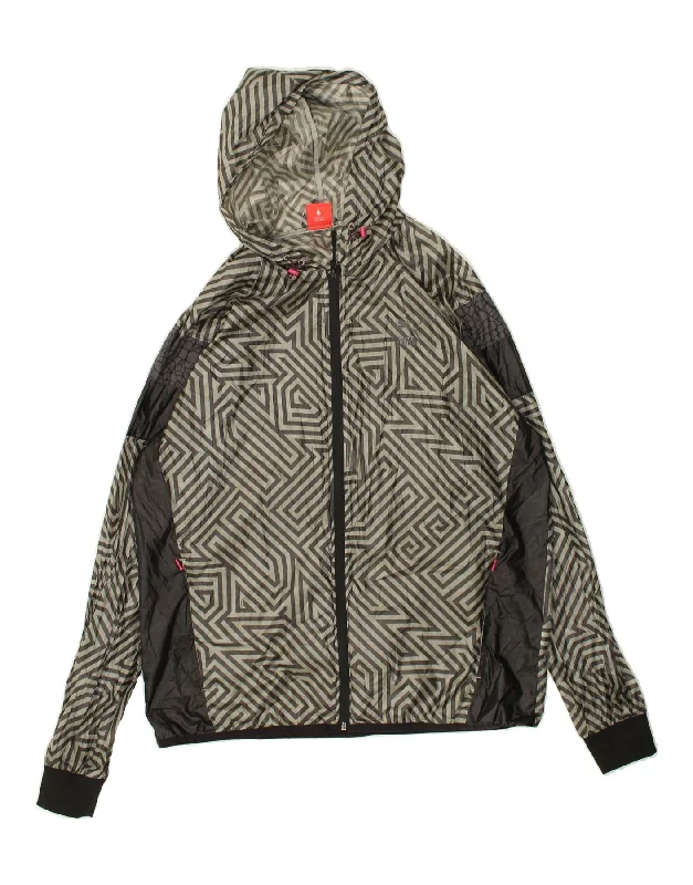 PUMA Womens Abstract Pattern Hooded Rain Jacket UK 18 XL Green Polyester Zippered Jacket Buttoned Jacket Snapped Jacket