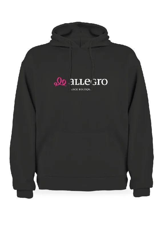 Allegro Hoodie (Black) Hoodie with Button Placket Classic Preppy
