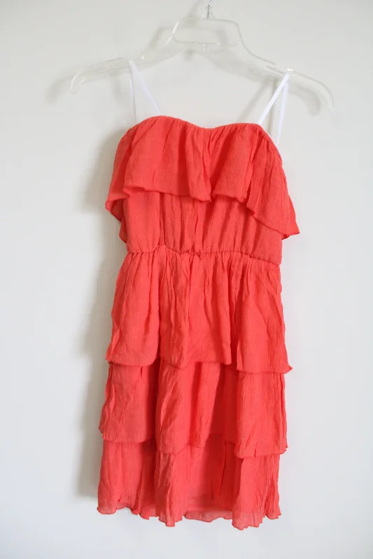 BCX Coral Orange Ruffle Strapless Dress | S Tunics Wedding white