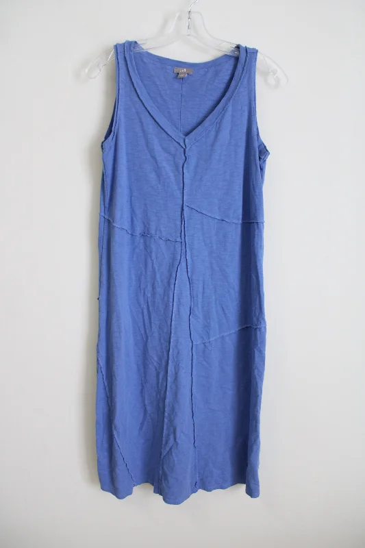 J.Jill Blue Stitched Dress | XS Square Neckline Feminine