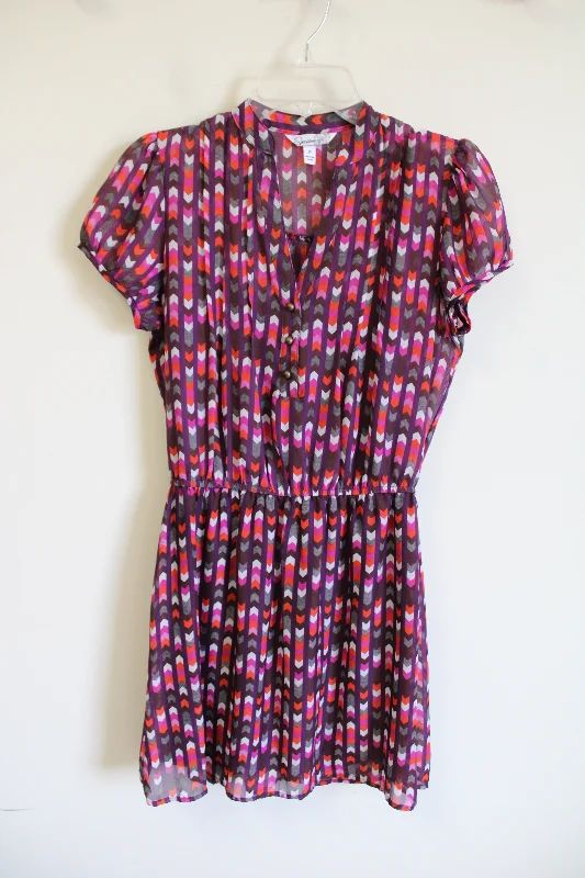 Speechless Burgundy Pattered Chiffon Dress | S Tunics Yoga stretchy