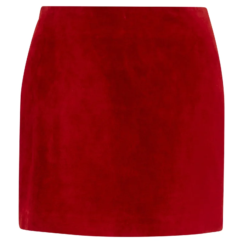 Saint Laurent suede leather back dart mini skirt silk skirt sleek