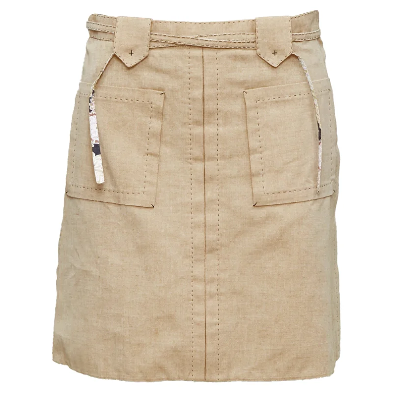 Louis Vuitton overstitch lined belt a-line skirt denim skirt casual